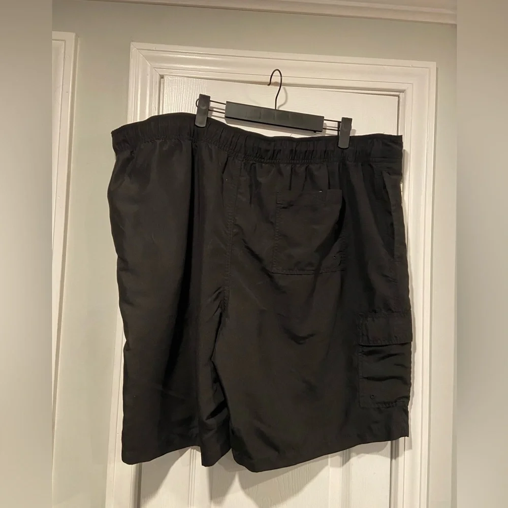 Goodfellow Size XXL Black Elastic Waist Drawstring 8” Inseam Swim Cargo Shorts